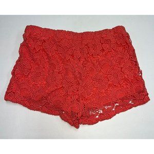 Bethany Mota Womens Crochet Shorts Size S Coral Orange Floral Boho Y2K Shorty